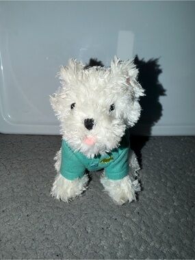 Bath & Body Works White Plush Puppy in Teal Shirt
